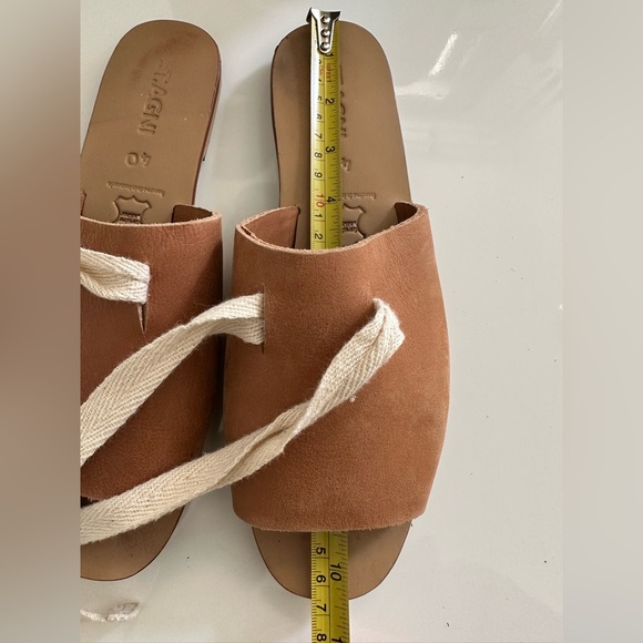 ST AGNI Otago Leather Slides Sandals Flats Sz 40/ US 9 Brown Minimalist
